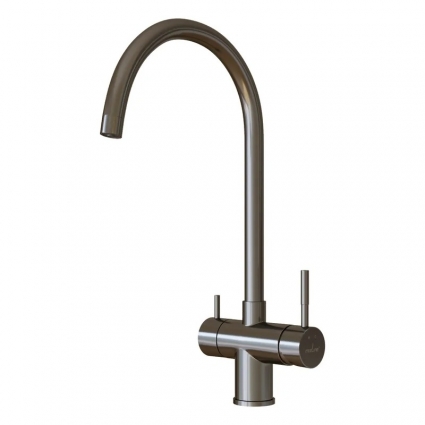 Смеситель для кухни Mixline 35k MLSS-0326BL с подключением к фильтру, черный графит, однорычажный, длина излива 21 см