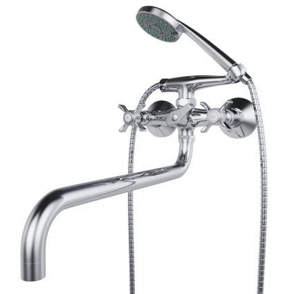 Смеситель для ванны и раковины 1/2 керамический MIXLINE ML30-021 "Classic" двухвентильный, хром