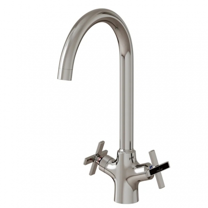 Смеситель для кухни 1/2 керамический MIXLINE ML37-032 "Cross" высокий излив двухвентильный, хром