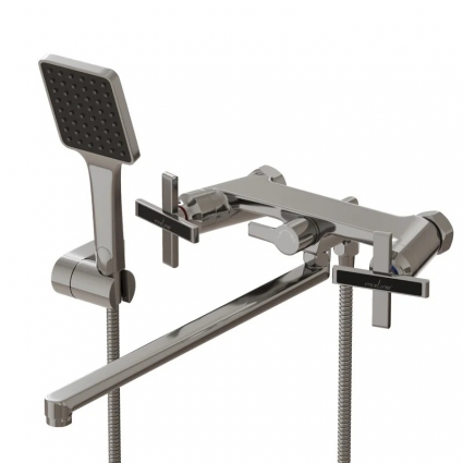 Смеситель для ванны и раковины 1/2 керамический MIXLINE ML37-02  "Cross" двухвентильный, хром