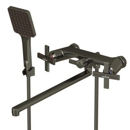 Смеситель для ванны и раковины 1/2 керамический MIXLINE ML38-02  "Graphite" ГРАФИТ двухвентильный, серый