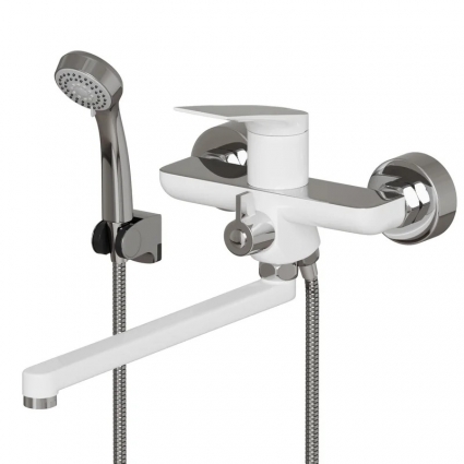 Смеситель для ванны и раковины 35k MIXLINE ML41-02 "Swan White" БЕЛЫЙ/ХРОМ однорычажный, белый