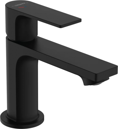 Смеситель для раковины Hansgrohe Rebris E 72553670 с донным клапаном, черный матовый, однорычажный, длина излива 12.1 см