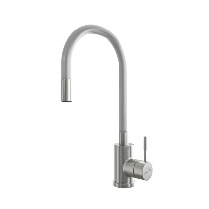 Смеситель для кухни 35k MIXLINE MLSS-0325 СЕРЫЙ гибкий силиконовый излив однорычажный, серый