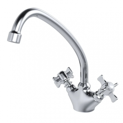 Смеситель для кухни 1/2 керамический MIXLINE ML30-03 "Classic" двухвентильный, хром
