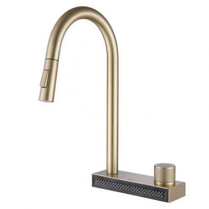 Смеситель для кухни Abber Wasser Kreis AF8114G матовое золото однорычажный, длина излива 21.95 см