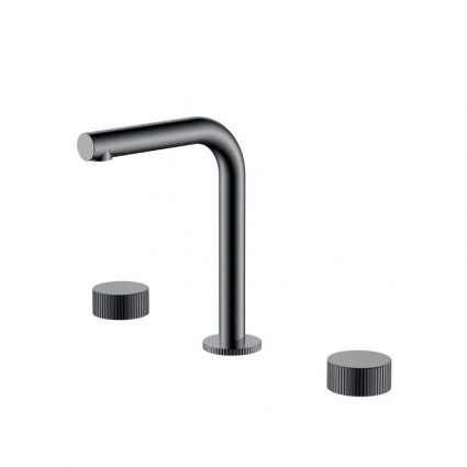 Смеситель для раковины Boheme Stick linea 152-SGM.3 shine gun metal двухвентильный, длина излива 14 см