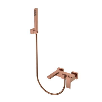 Смеситель для ванны с душем Boheme Qubic 473-CB copper brushed, однорычажный, медь