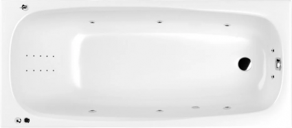 Акриловая ванна WHITECROSS Layla Slim Smart Nano 170x75 см, встраиваемая, с гидромассажем, белая, с каркасом, со сливом-переливом, прямоугольная, объем 230 л.