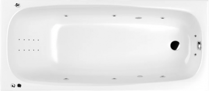 Акриловая ванна WHITECROSS Layla Smart Nano 170x75 см, встраиваемая, с гидромассажем, белая, с каркасом, со сливом-переливом, прямоугольная, объем 230 л.
