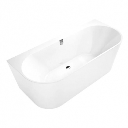 Ванна из искусственного камня Villeroy & Boch Oberon 2.0 UBQ180OBR9CD00V-01 180x80 см, пристенная, овальная, со сливом-переливом, с донным клапаном, объем 205 л., с антискользящим покрытием