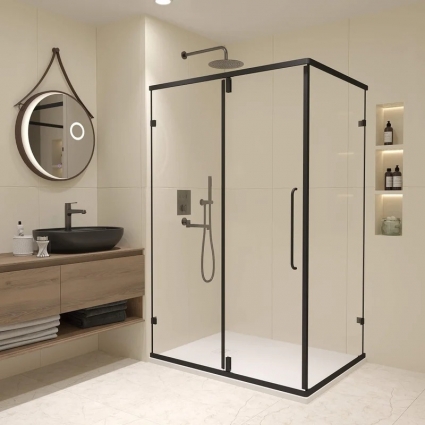Душевой уголок RGW Classic CL-046-B 120х90x185, профиль матовый черный, стекло прозрачное, прямоугольный, двери распашные