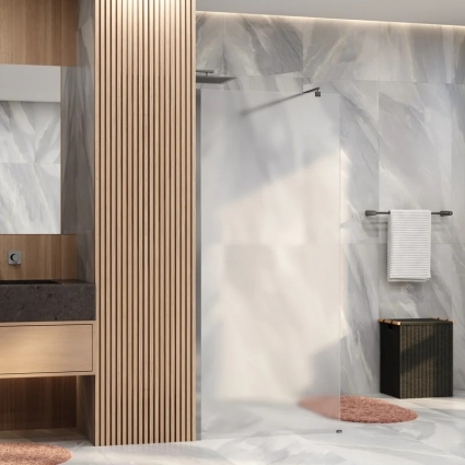 Душевая перегородка Wasserkraft Rur 30W 90 см, профиль хром, стекло матовое в современном стиле