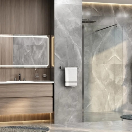 Душевая перегородка Wasserkraft Rur 30W 110 см, профиль хром, стекло прозрачное в современном стиле