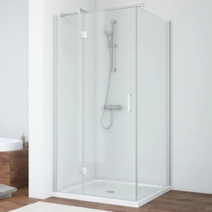 Душевой уголок Vegas Glass AFP-Fis Novo 110*100 07 01 L профиль матовый хром, стекло прозрачное, прямоугольный, двери распашные