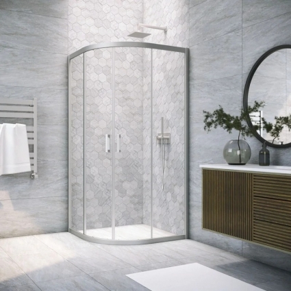 Душевой уголок Vegas Glass Zs Novo 100 07 01 100x100 см, профиль матовый хром, четверть круга, двери раздвижные