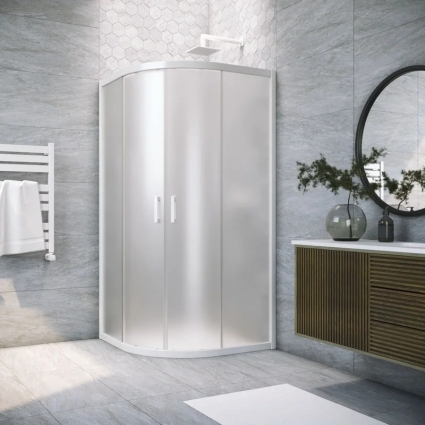 Душевой уголок Vegas Glass Zs Novo 80 01 10 80x80 см, профиль белый, четверть круга, двери раздвижные