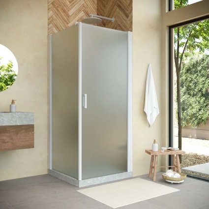 Душевой уголок Vegas Glass EP-Fis Novo 90 01 10 R 90x90 см, профиль белый, квадратный, двери распашные