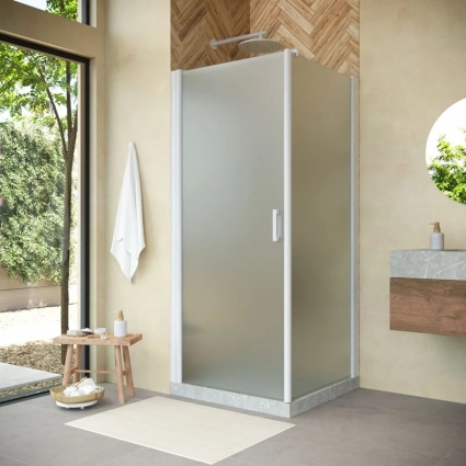Душевой уголок Vegas Glass EP-Fis Novo 80*90 01 10 L 80x90 см, профиль белый, прямоугольный, двери распашные