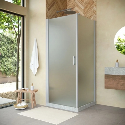Душевой уголок Vegas Glass EP-Fis Novo 80 07 10 L 80x80 см, профиль матовый хром, квадратный, двери распашные