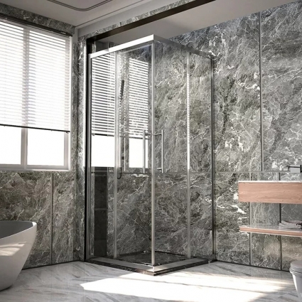 Душевой уголок Veconi Premium Trento PTC-20CH 110x80, профиль хром, стекло прозрачное, двери раздвижные