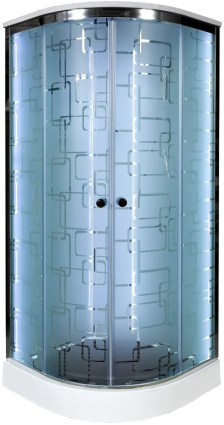 Душевая кабина DTO EM1580 80х80, LED, профиль хром, стекло матовое с узором, четверть круга, c крышей