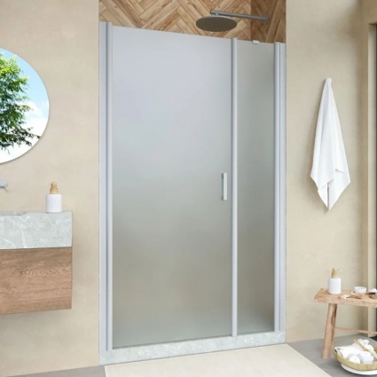Душевая дверь в нишу Vegas Glass EP-F-2 Novo 185 07 10 L профиль матовый хром, стекло сатин, распашная, левая