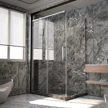 Душевой уголок Veconi Premium Trento PTC-SP-40CH 150x80, профиль хром, стекло прозрачное, двери раздвижные