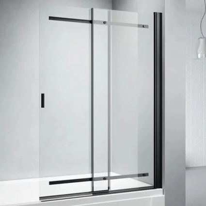 Шторка на ванну Veconi Palau PL-88B 90x140, черный, стекло прозрачное