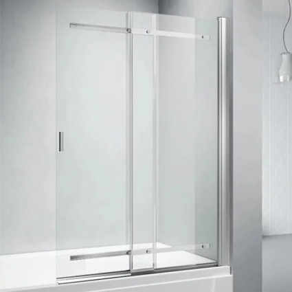 Шторка на ванну Veconi Palau PL-88CH 90x140, хром, стекло прозрачное