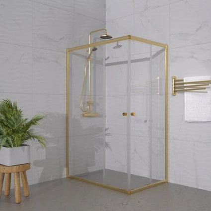 Душевой уголок Triton Вента -Голд 120x80, стекло прозрачное, прямоугольный, двери раздвижные