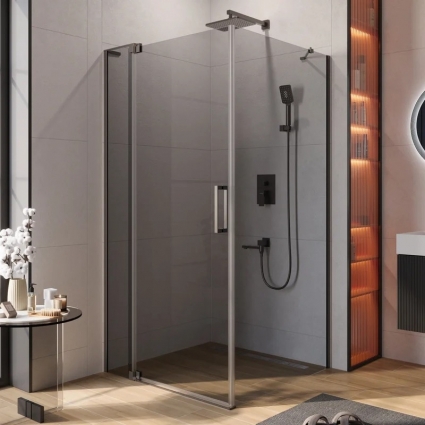 Душевой уголок Cezares Slider AH 1 100-100/110 GRIGIO GM профиль оружейная сталь, стекло серое, прямоугольный, двери распашные