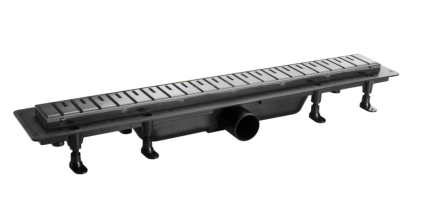 Душевой трап (лоток) Plastbrno SZH875M 75 см, решетка 2, металлическая рамка, графит, в пол, выпуск боковой