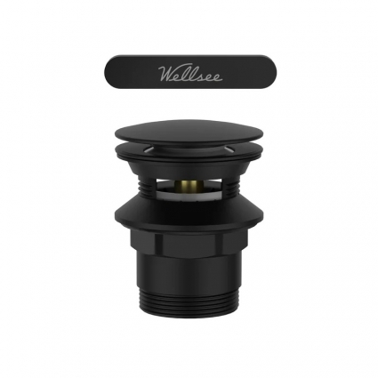 Слив-перелив Wellsee Useful Extras 231924000 55 мм, клик-клак, матовый черный, с сифоном