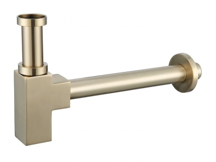 Сифон для раковины BelBagno BB-SMQ2-BORO 32 мм, бутылочный, брашированное золото, нержавеющая сталь, выпуск боковой