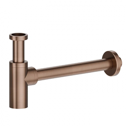 Сифон для раковины Newform X-Steel 316 244X.59.067 32 мм, бутылочный, copper bronze, нержавеющая сталь, бронза, выпуск боковой