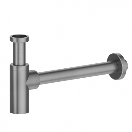 Сифон для раковины Newform X-Steel 316 244X.59.064 32 мм, бутылочный, gun metal, нержавеющая сталь, выпуск боковой