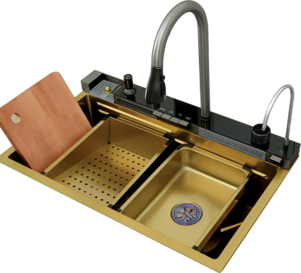Многофункциональная мойка для кухни Cerutti Spa Gloria 10355 nano gold матовая, прямоугольная