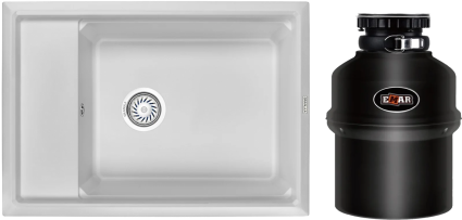 Комплект Мойка Granula Kitchen Space 7305, арктик + Измельчитель Emar ATC-KZ560A, матовая, прямоугольная
