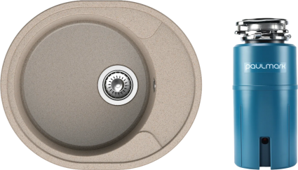 Комплект Мойка Reflection Allonge RF0658BE бежевая + Измельчитель Paulmark Intenso I-500 овальная, с крылом