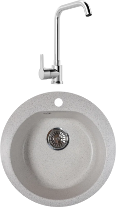 Комплект Мойка Reflexion Core RX1350TN олово + Смеситель MEGA Ege MG-PL10 хром круглая,  в современном стиле
