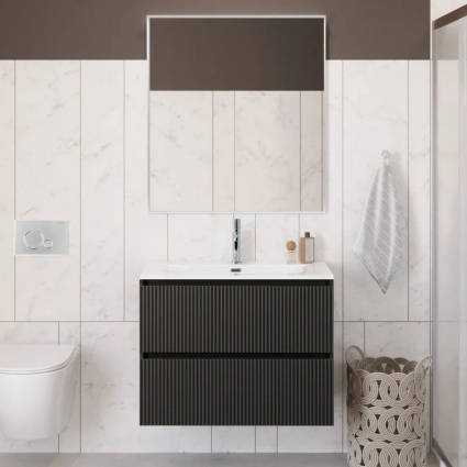 Мебель для ванной комнаты BelBagno Uno-mini 100 подвесная, 2 ящика, матовая темно-серая, с доводчиками