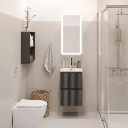 Мебель для ванной комнаты BelBagno Uno-mini 40 подвесная, 2 ящика, матовая темно-серая, с доводчиками
