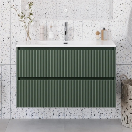 Тумба под раковину без столешницы BelBagno Uno-mini 100 подвесная, 2 ящика, матовая еловая, с доводчиками
