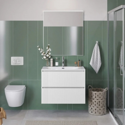 Мебель для ванной комнаты BelBagno Uno-mini 100 подвесная, 2 ящика, bianco opaco, матовая, с доводчиками