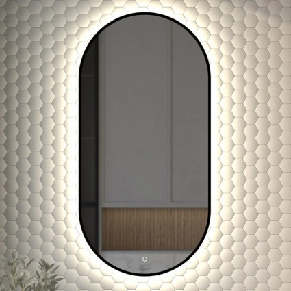 Зеркало Defesto Aura DF 2924S 50x100 с нейтральной подсветкой, сенсорный выключатель, черное