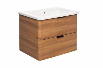 Тумба с раковиной Veedi Wooden 60 орех, подвесная, матовая