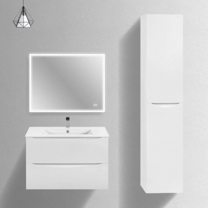 Мебель для ванной комнаты Vincea Mia Slim 80, 2 ящика, белая глянцевая, подвесная, матовая