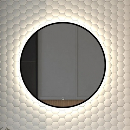 Зеркало круглое Defesto Aura DF 2983S 60x60 с нейтральной подсветкой, сенсорный выключатель, черное