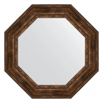Зеркало Evoform Octagon BY 3864 83х83 состаренное дерево с орнаментом, в багетной раме